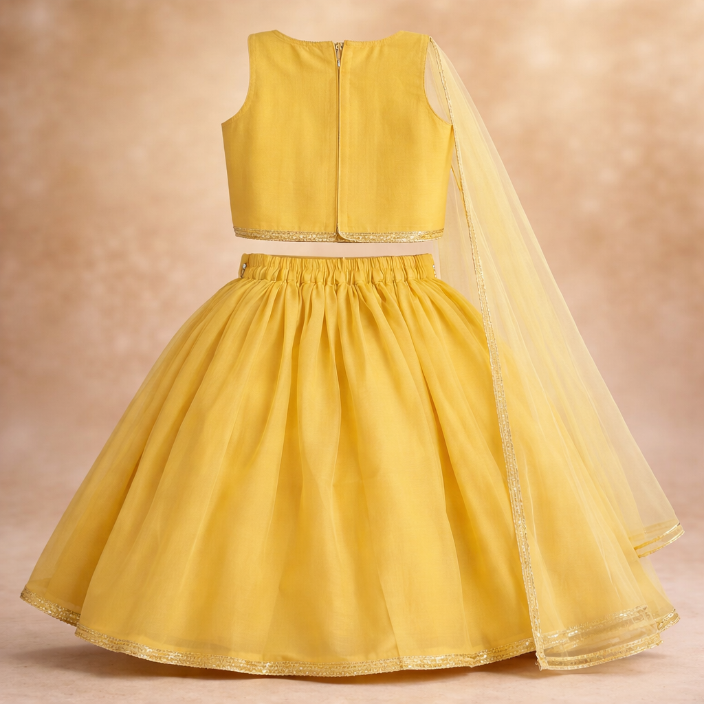 SPARKLE Girls Sharara Set with Embroidered Top & Net Dupatta | Festive Wear for Girls (12 Months – 9 Years)