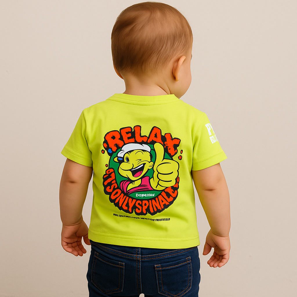 COOLEST Boys Popeye Graphic T-Shirt | Age 12 Months – 12 Years | Cream, R.Green, B.Green