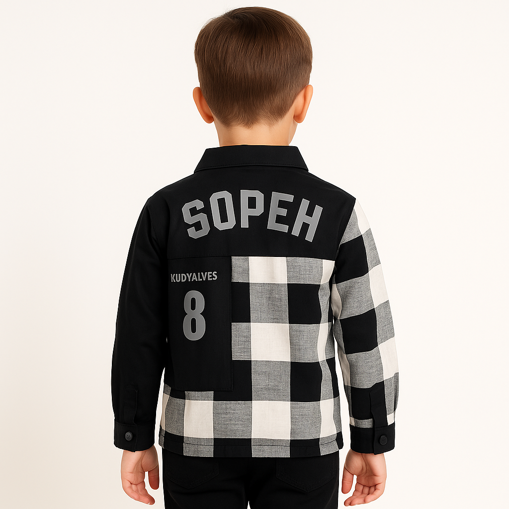 COOLEST Boys Colorblock Check Shirt | Ages 3–12 Years | Color Options: Black, Orange & Neon Green