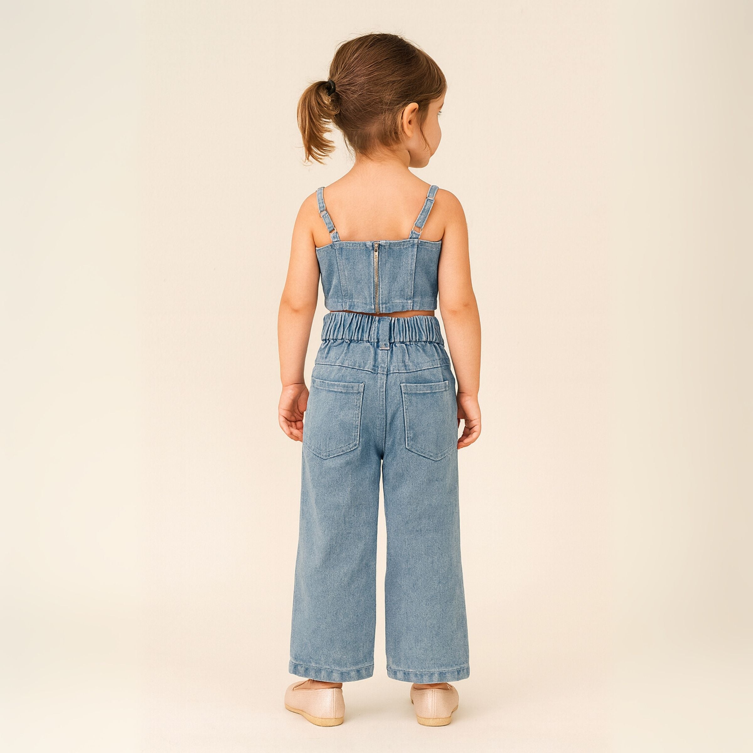 Smile Baby Light Denim Two-Piece Outfit for Girls | Age 18 Months–8 Years