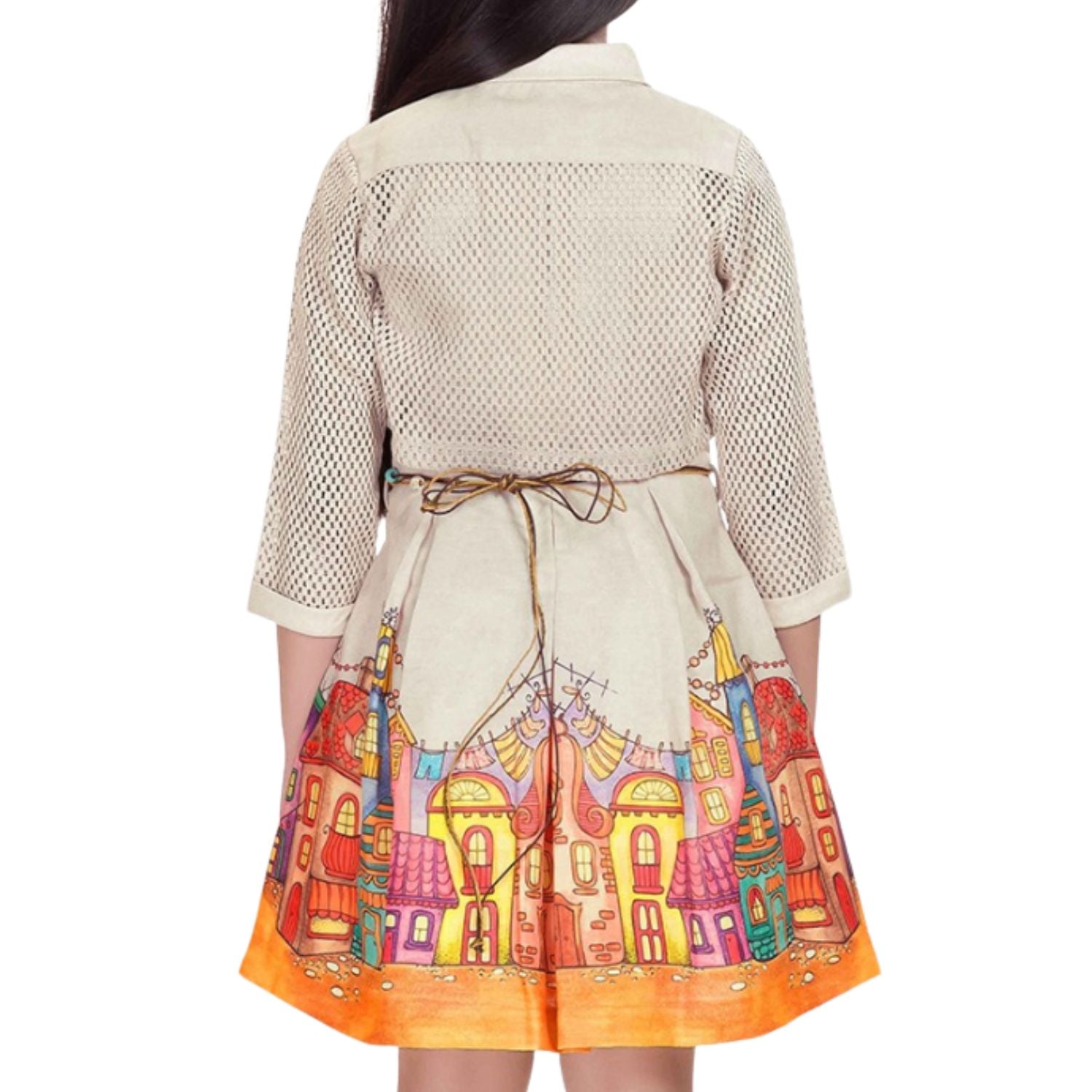 Girls Beige koti & Printed frock Dress – Stylish Party Wear Outfit - for  girls aged 2–12 years.