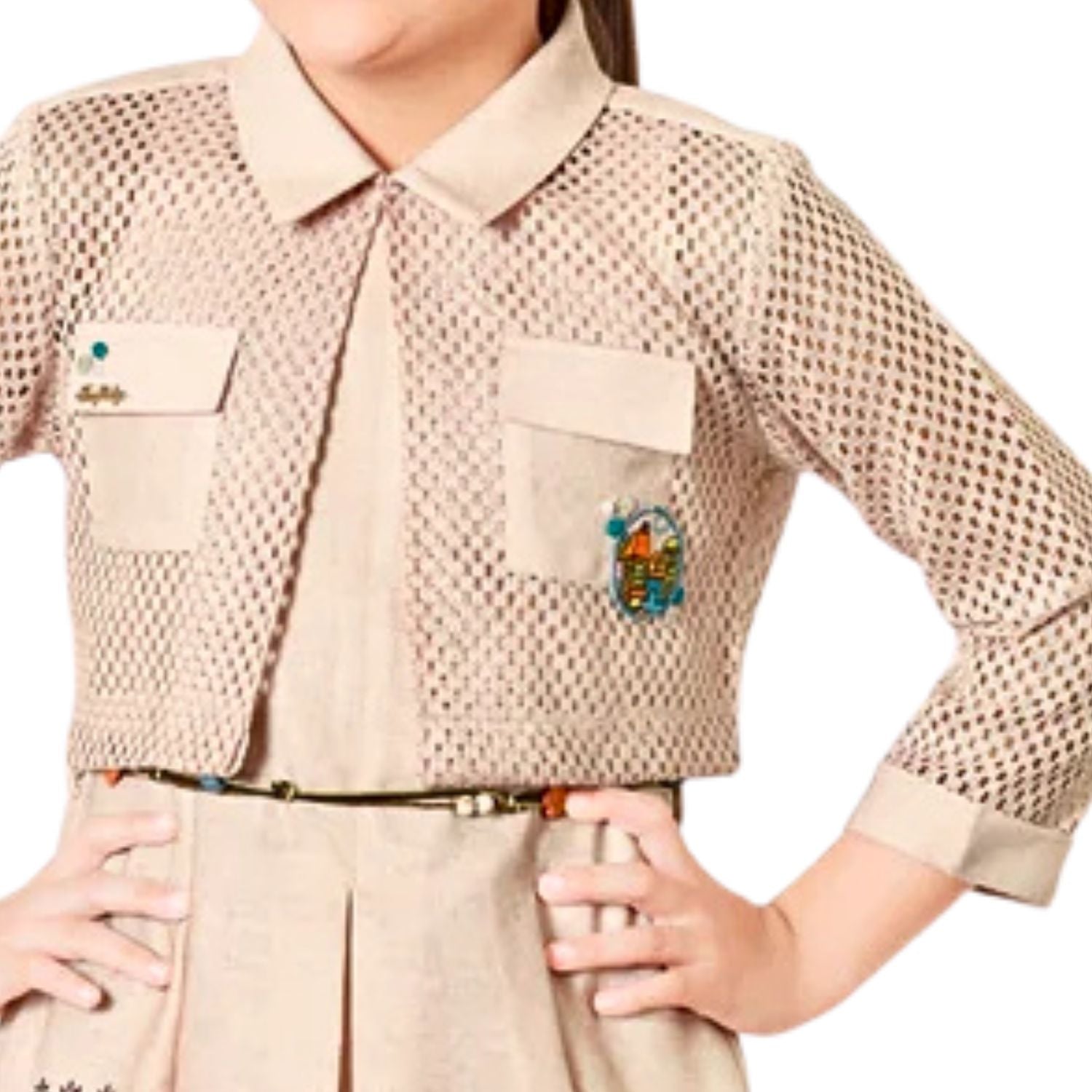 Girls Beige koti & Printed frock Dress – Stylish Party Wear Outfit - for  girls aged 2–12 years.