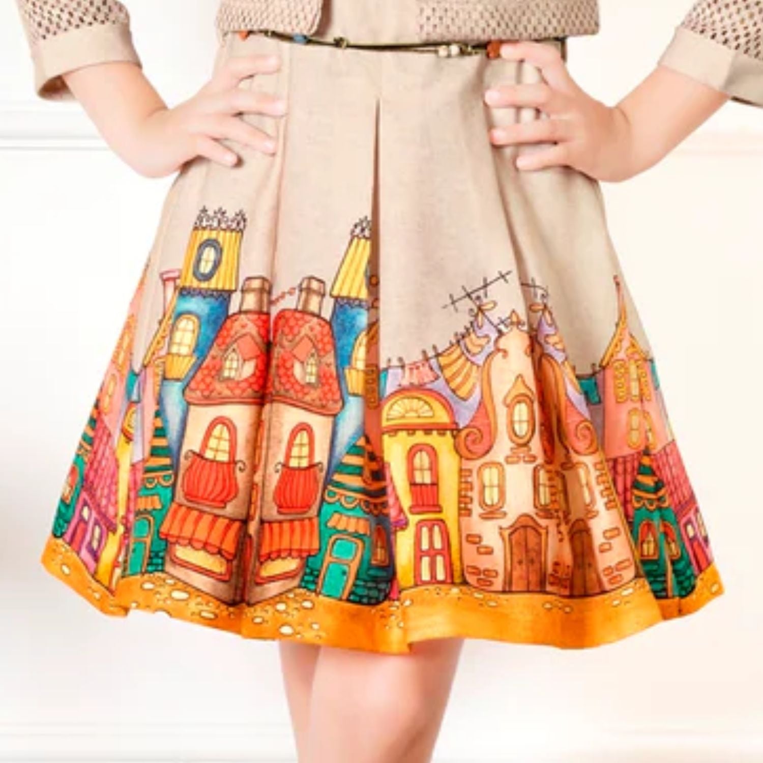Girls Beige koti & Printed frock Dress – Stylish Party Wear Outfit - for  girls aged 2–12 years.