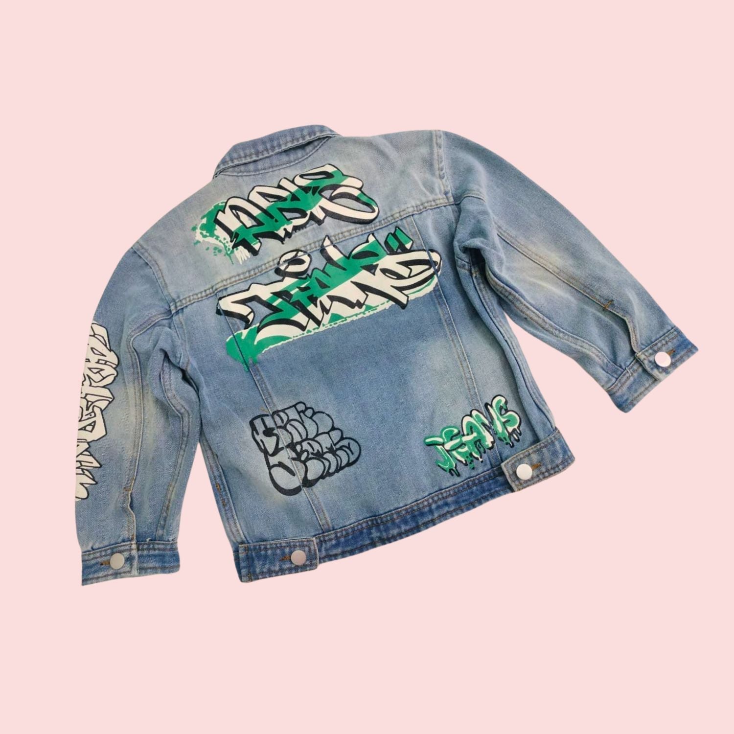 Smile Baby Boys Graffiti Print Denim Jacket – Trendy Streetwear Style (5–11Y)