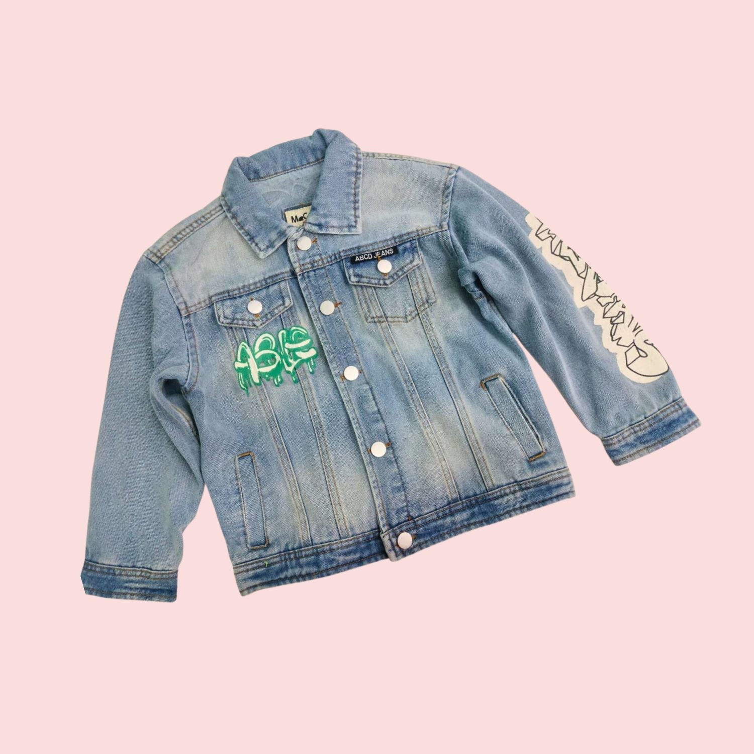 Smile Baby Boys Graffiti Print Denim Jacket – Trendy Streetwear Style (5–11Y)