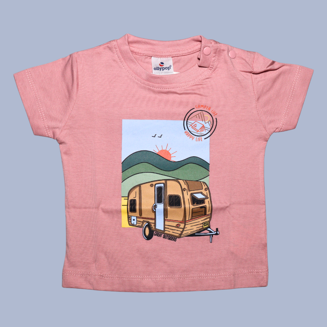 Ollypop Cotton Knit Half Sleeves T-Shirt with Text Print - 10 Colors