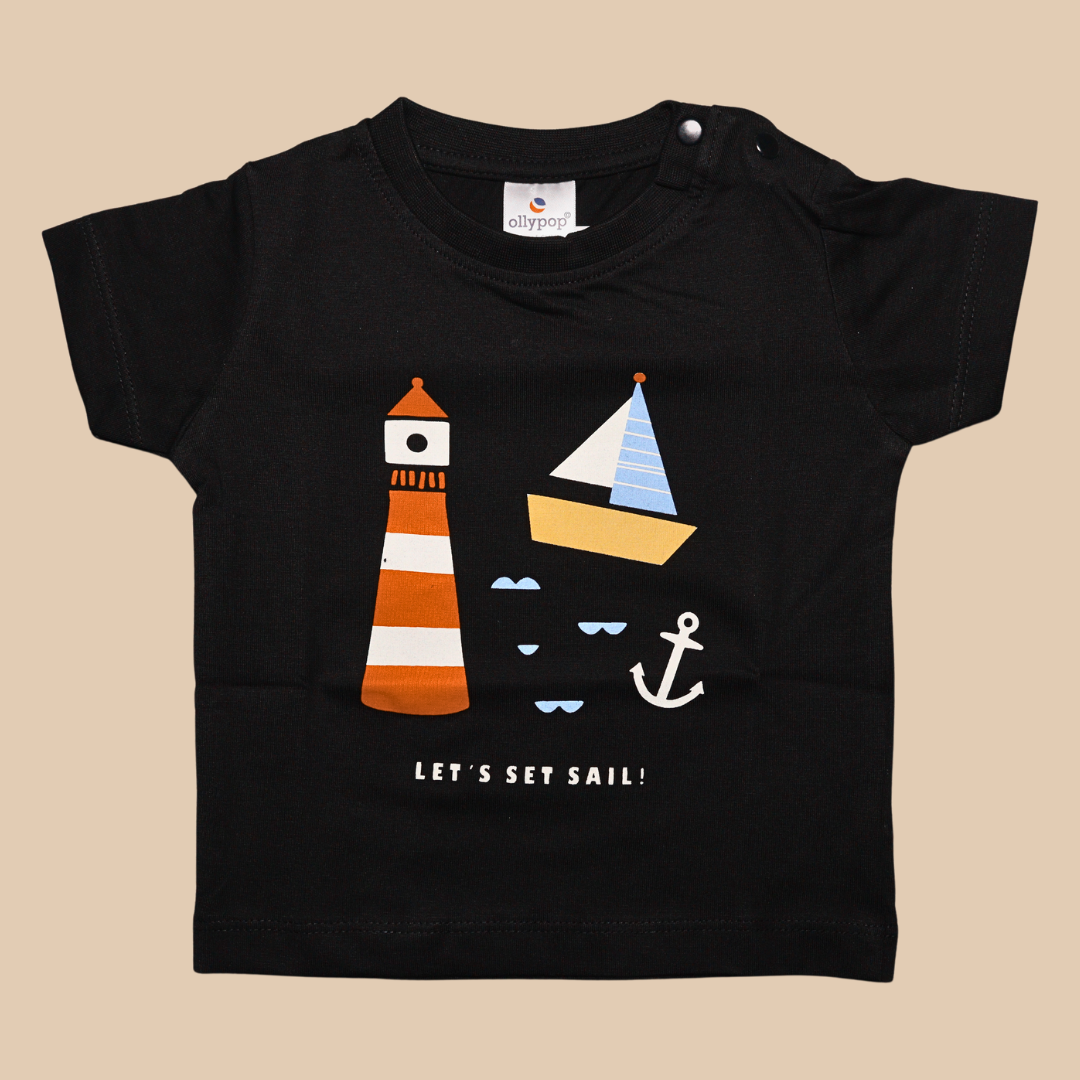 Ollypop Cotton Knit Half Sleeves T-Shirt with Text Print - 10 Colors