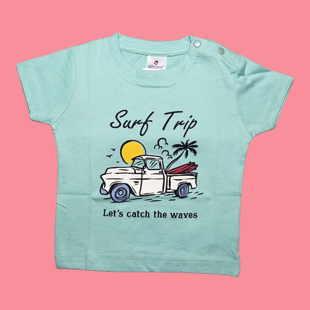 Ollypop Cotton Knit Half Sleeves T-Shirt with Text Print - 10 Colors