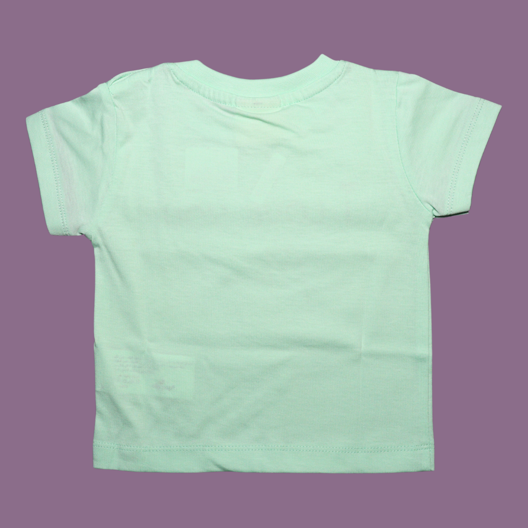 Ollypop Cotton Half Sleeves Top I Love You Maa Print (Green / Pink)