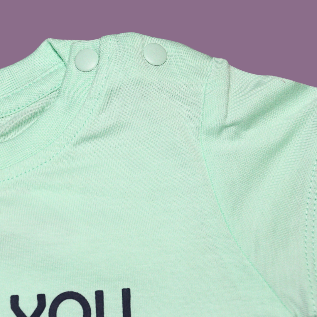 Ollypop Cotton Half Sleeves Top I Love You Maa Print (Green / Pink)