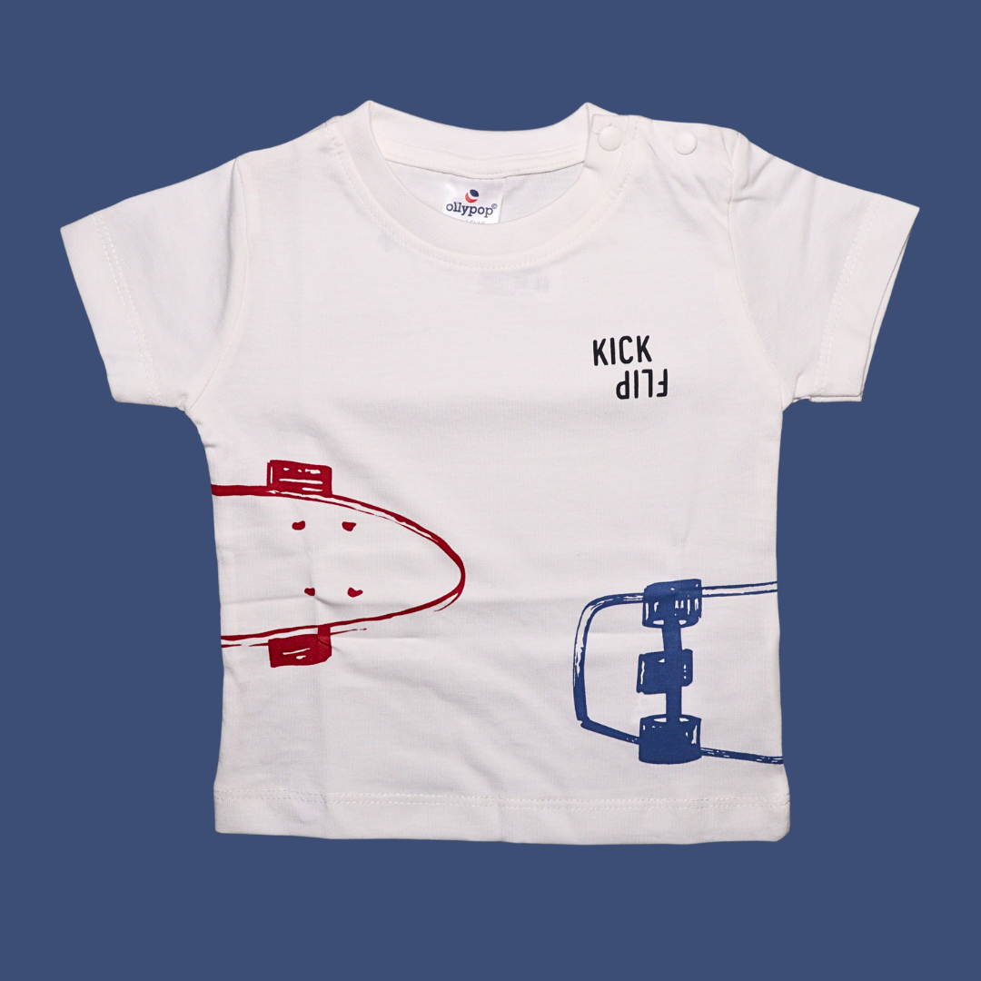 Ollypop Cotton Knit Half Sleeves T-Shirt with Text Print - 10 Colors