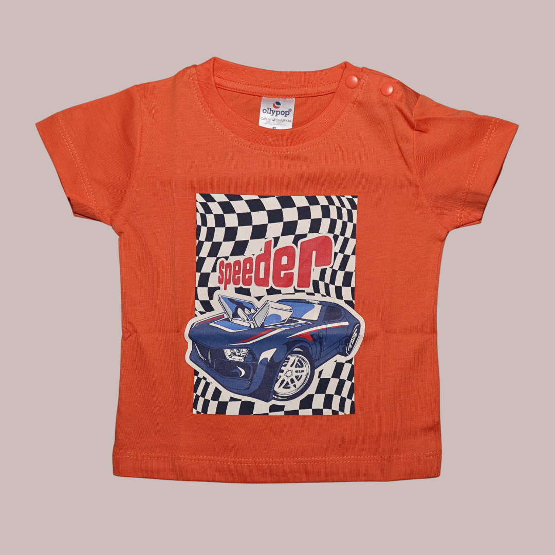 Ollypop Cotton Knit Half Sleeves T-Shirt with Text Print - 10 Colors