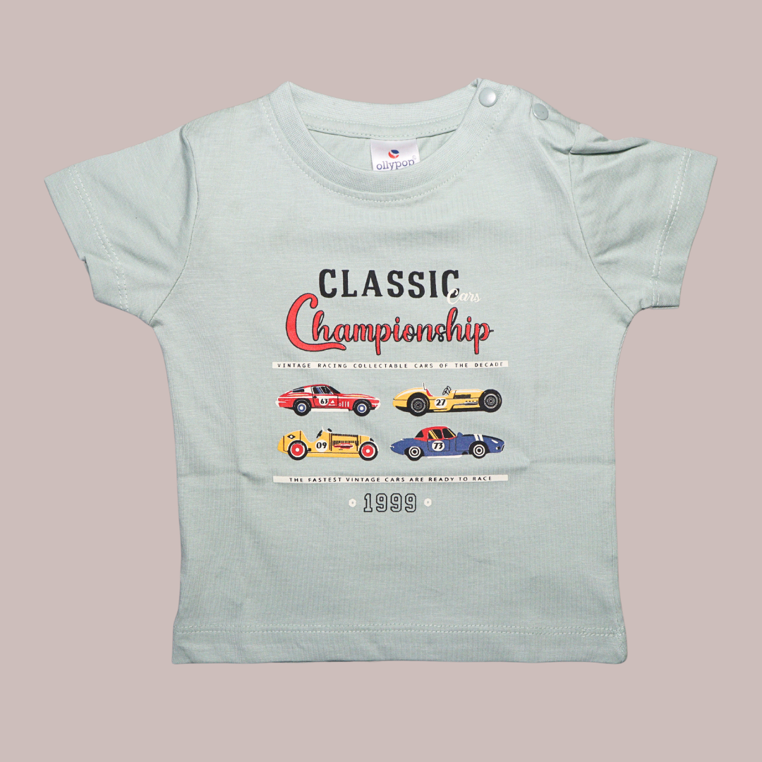 Ollypop Cotton Knit Half Sleeves T-Shirt with Text Print - 10 Colors