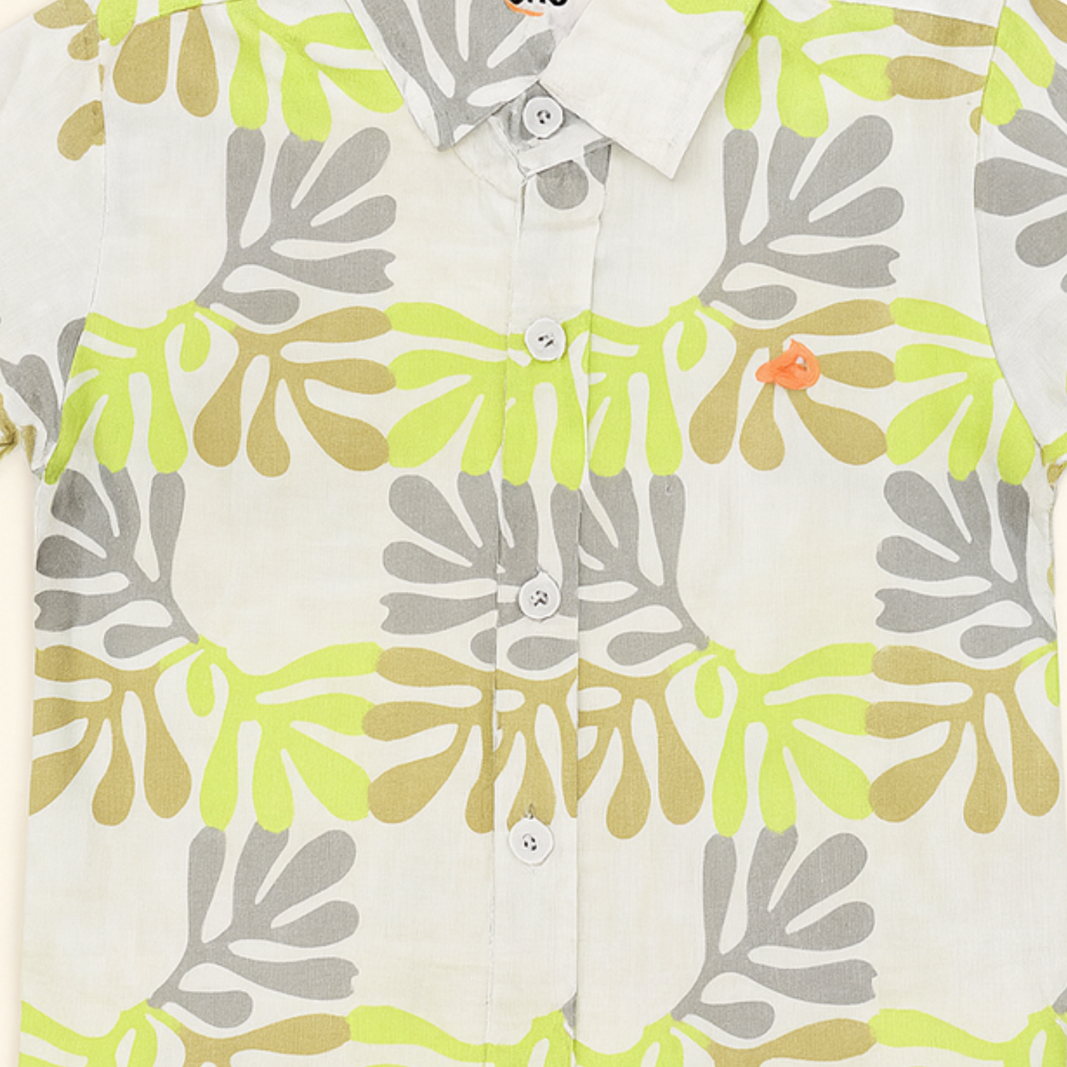 Smile Baby Boys Printed Cotton Shirt – Leaf Pattern, Long Sleeves (1–14 Years)