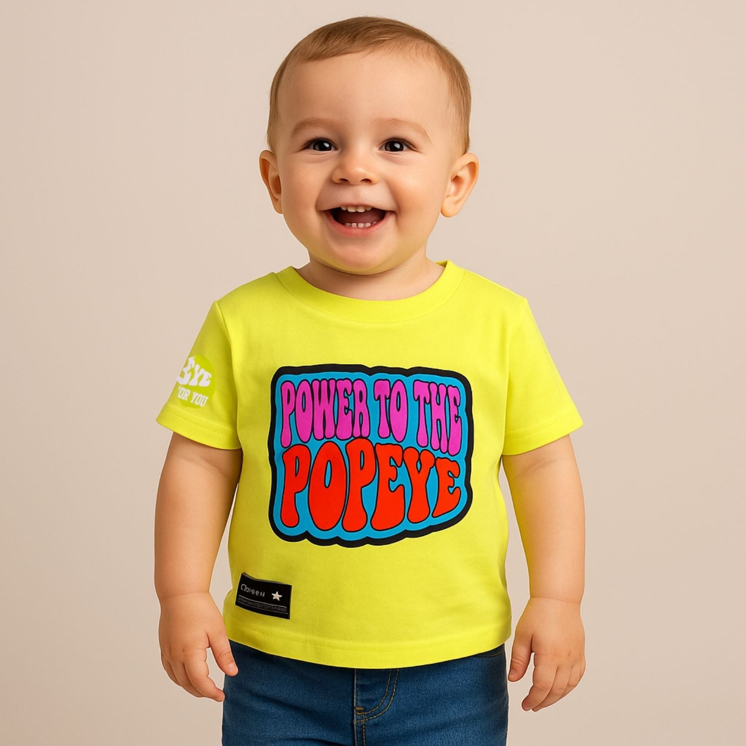 COOLEST Boys Popeye Graphic T-Shirt | Age 12 Months – 12 Years | Cream, R.Green, B.Green
