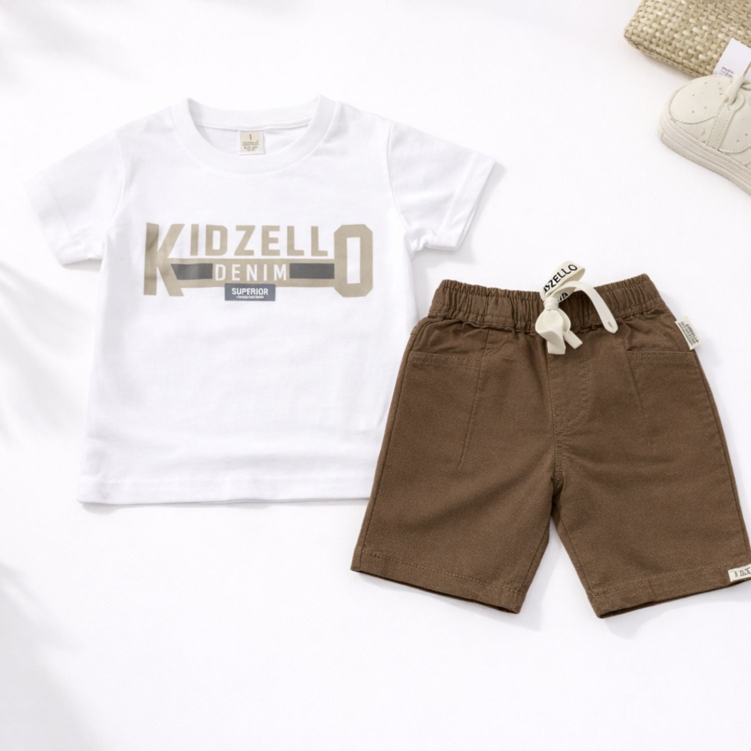 KIDZELLO Boys Premium Printed Shirt & Shorts Set – Soft Cotton Summer Outfit (6M–36M)