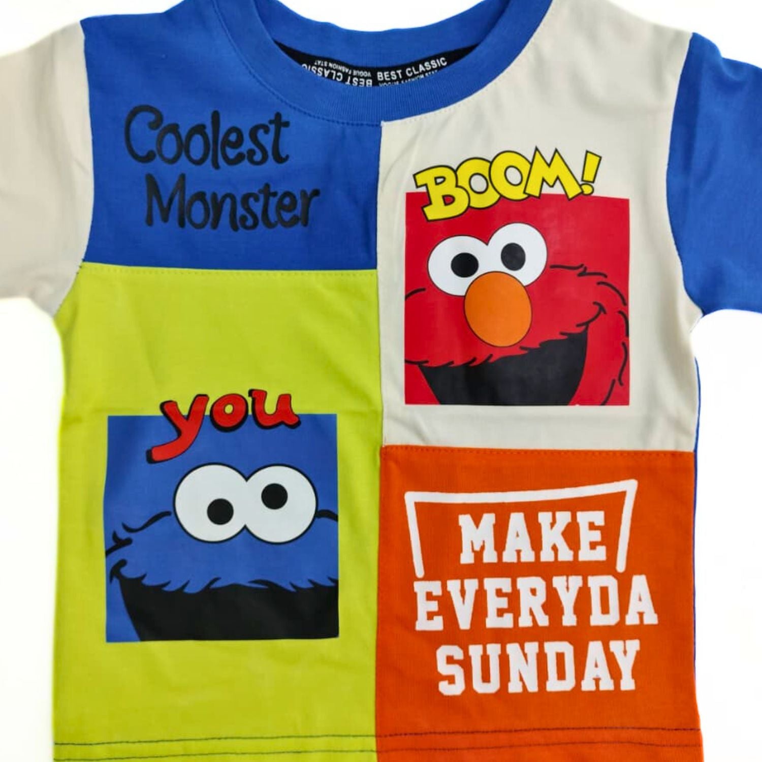 COOLEST Monster Cartoon Printed T-Shirt for Boys | Age 12 Months – 12 Years | Available Colors: Yellow, R.Blue, N.Green