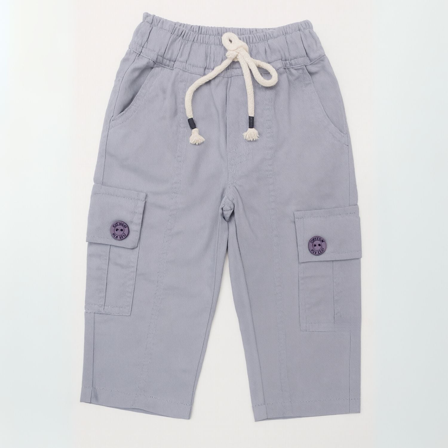 Smile Baby Boys’ Sweatshirt & Cargo Pant Set | 0–3 Years | Purple & Sky Blue