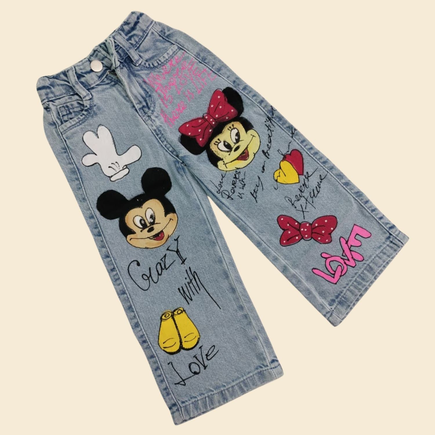 ROXY Girls Cartoon Print Denim Jeans – Stylish & Comfortable Bottom Wear (18M–12Y)