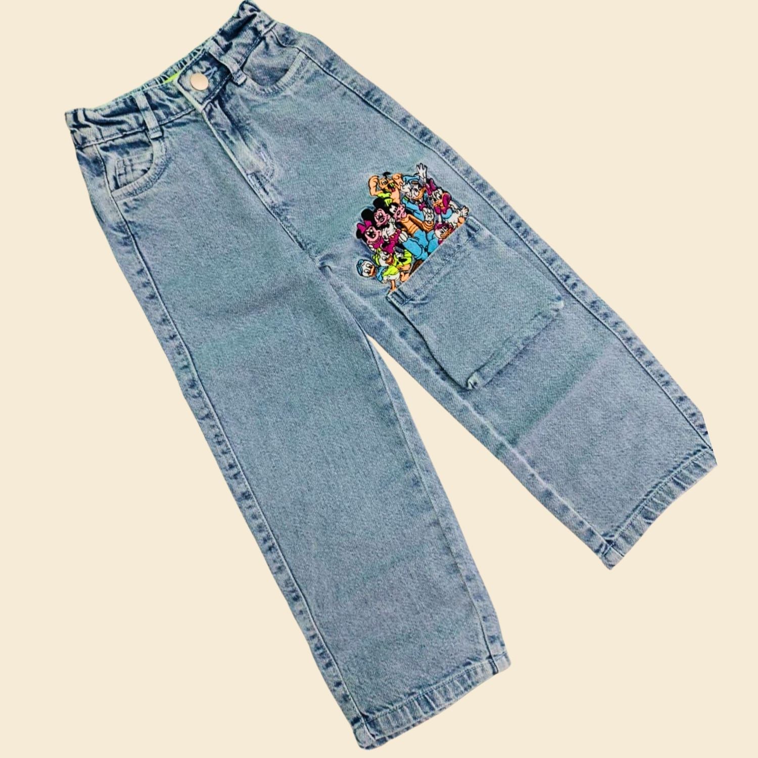 ROXY Girls Printed Denim Jeans – Trendy & Comfortable Bottom Wear (18M–12Y, Black)