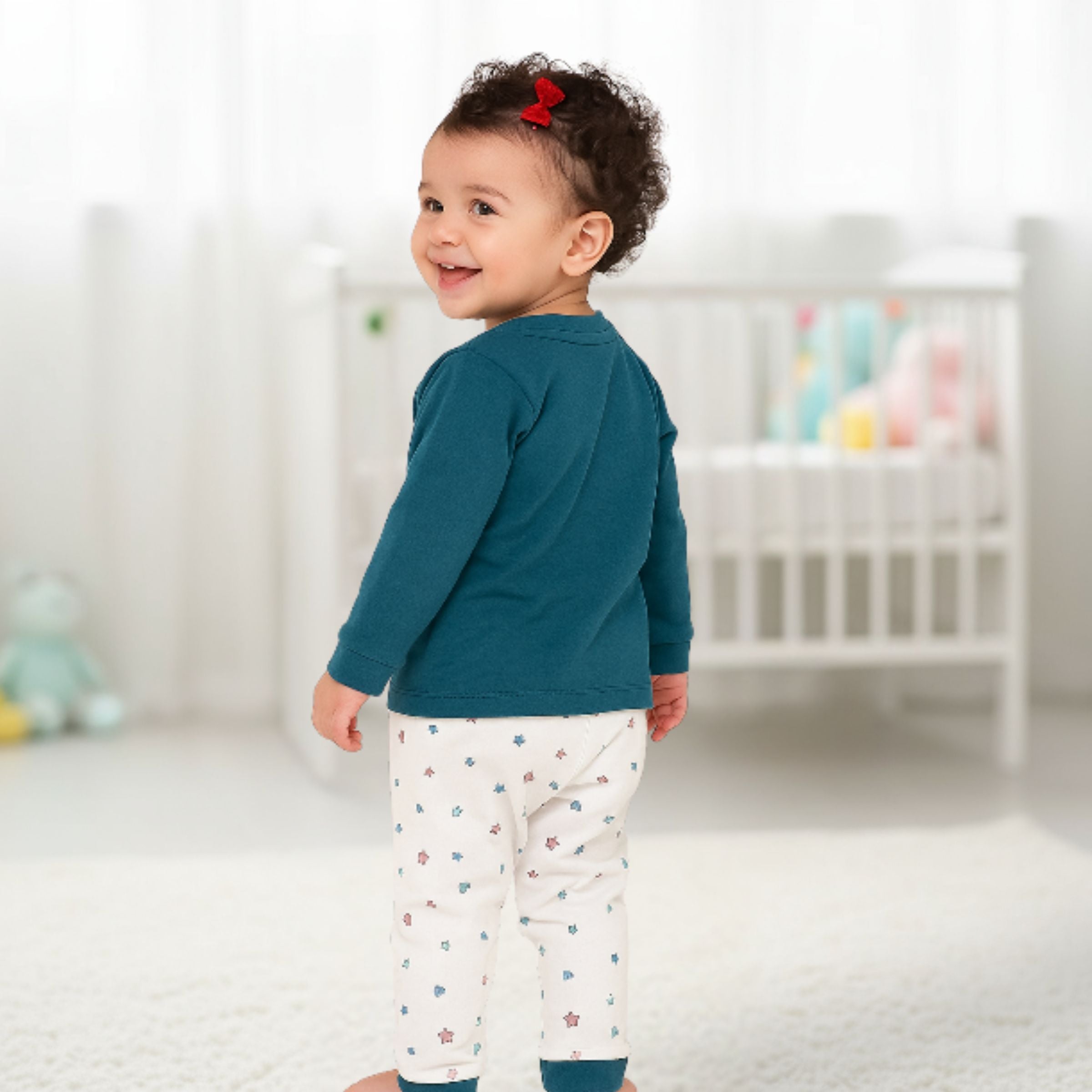 Ollypop Baby Girl Full Sleeves Cotton Top & Printed Pants Set | “So Much Joy” Design | Age 9–24 Months