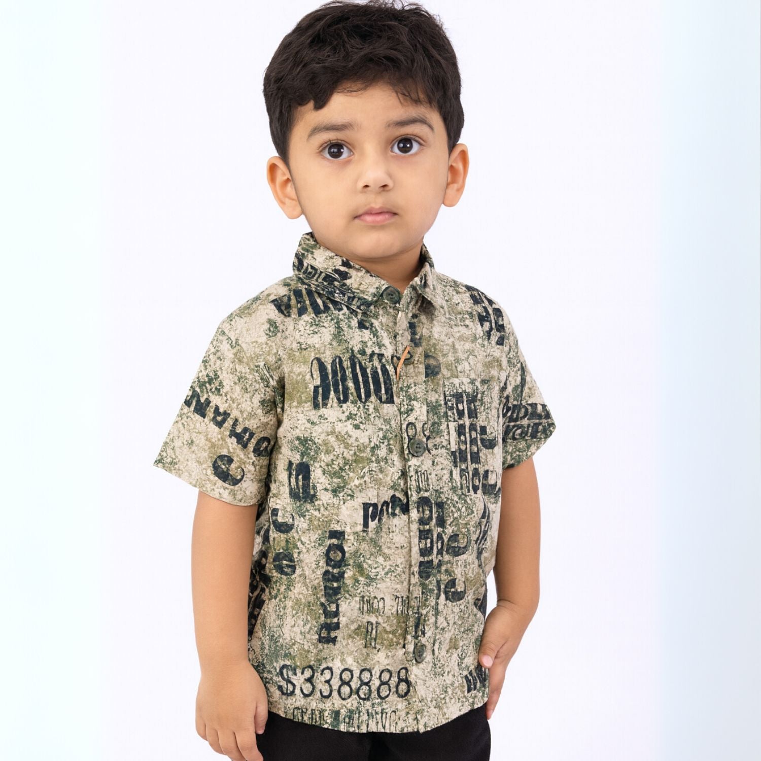 Smile Baby Boys’ Green Graphic Print Shirt – Ages 2 to 12 Years