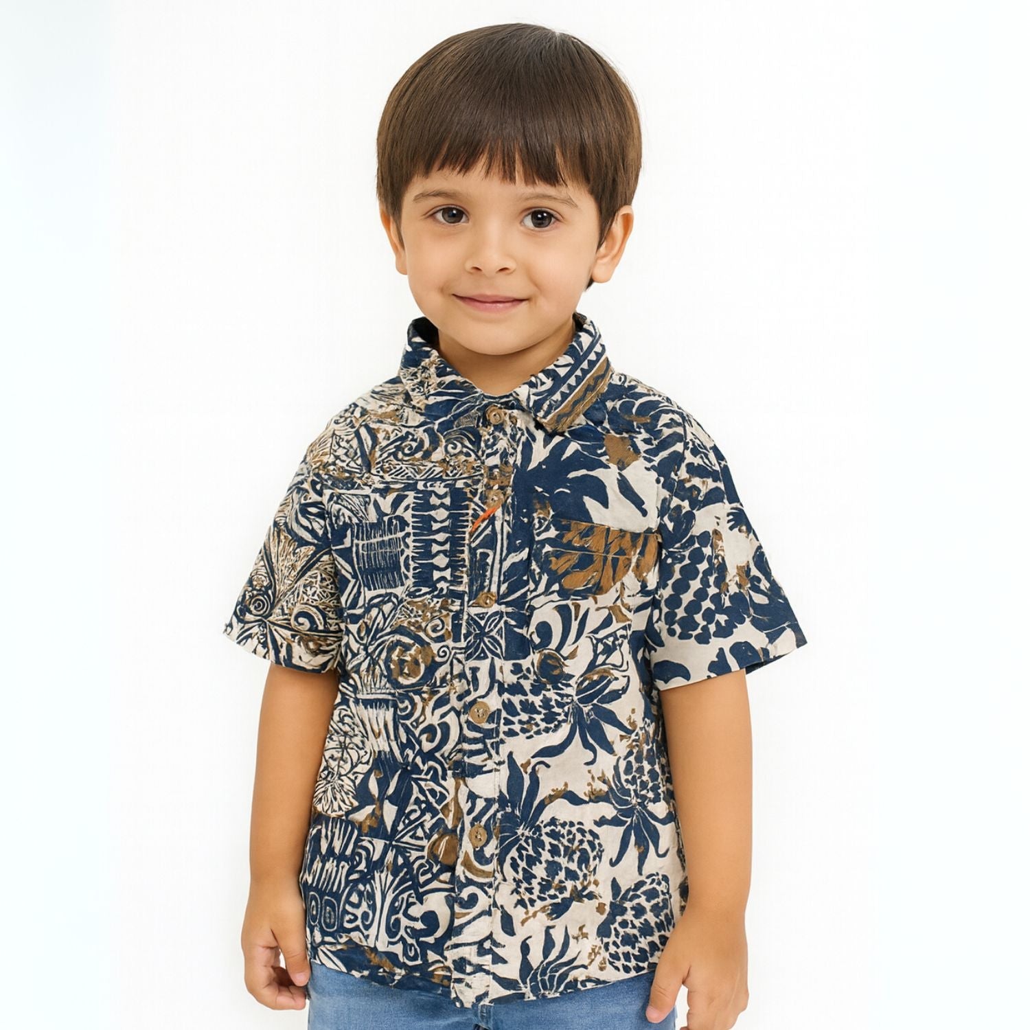 Smile Baby Boys’ Tropical Print Half Sleeve Shirt – Ages 2 to 12 Years