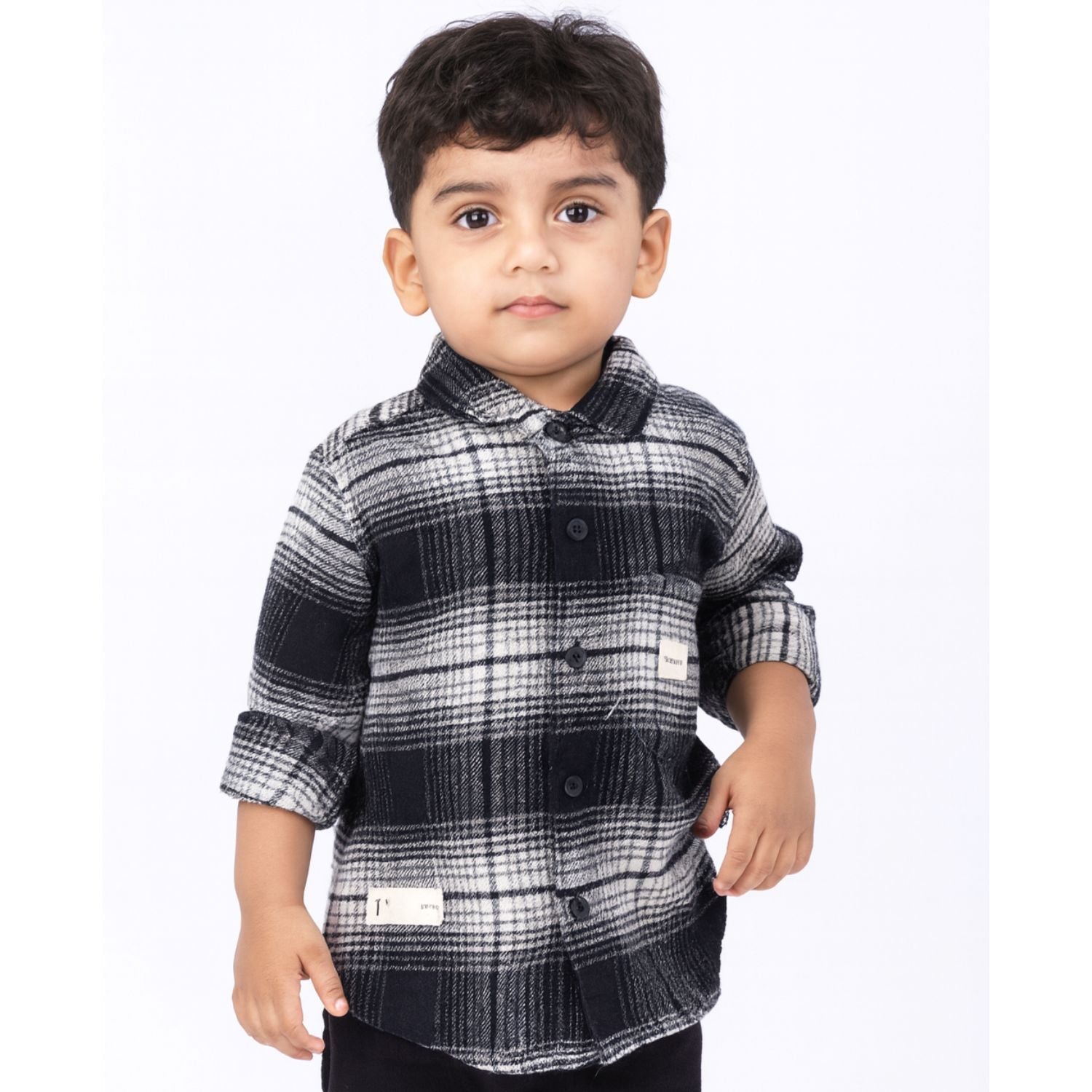 Smile Baby Boys’ Black & White Check Shirt – Ages 2 to 7 Years
