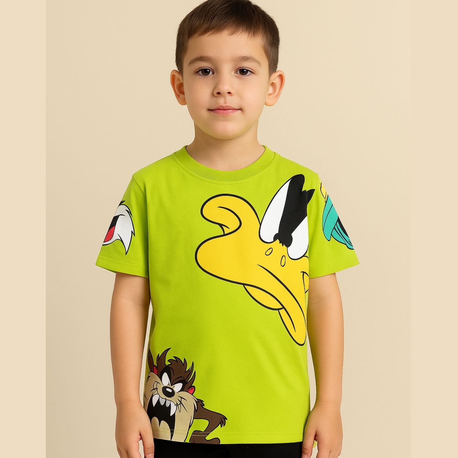 COOLEST Boys Cartoon Print T-Shirt | Daffy Duck & Taz Design | Ages 4–12 Years