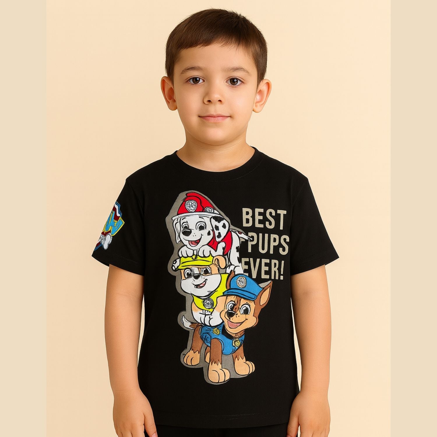 COOLEST Boys Paw Patrol T-Shirt | Red & Black Cartoon Print | Ages 4–12 Years