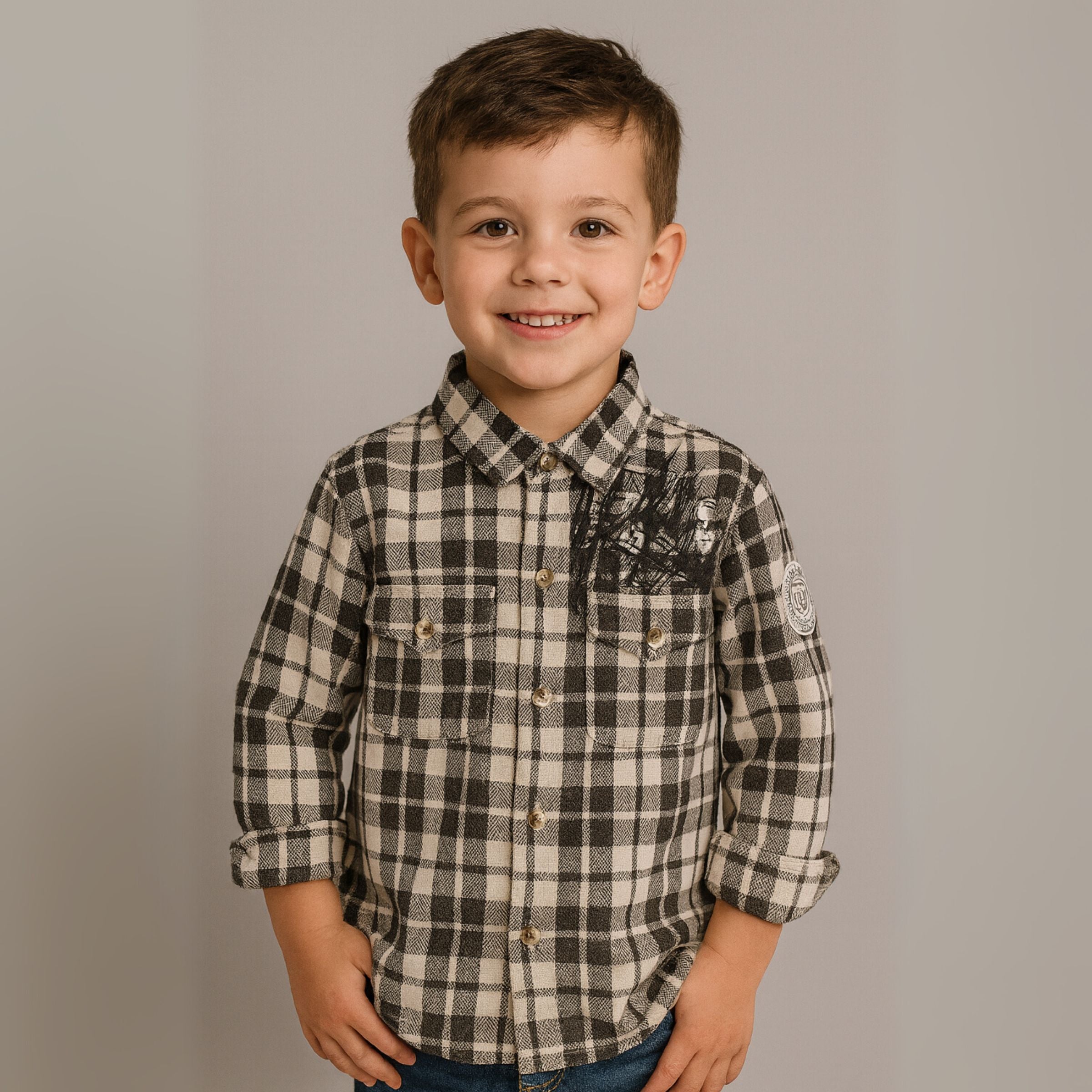 Smile Baby Boys Checkered Shirt – Brown & Blue (18M – 10Y)