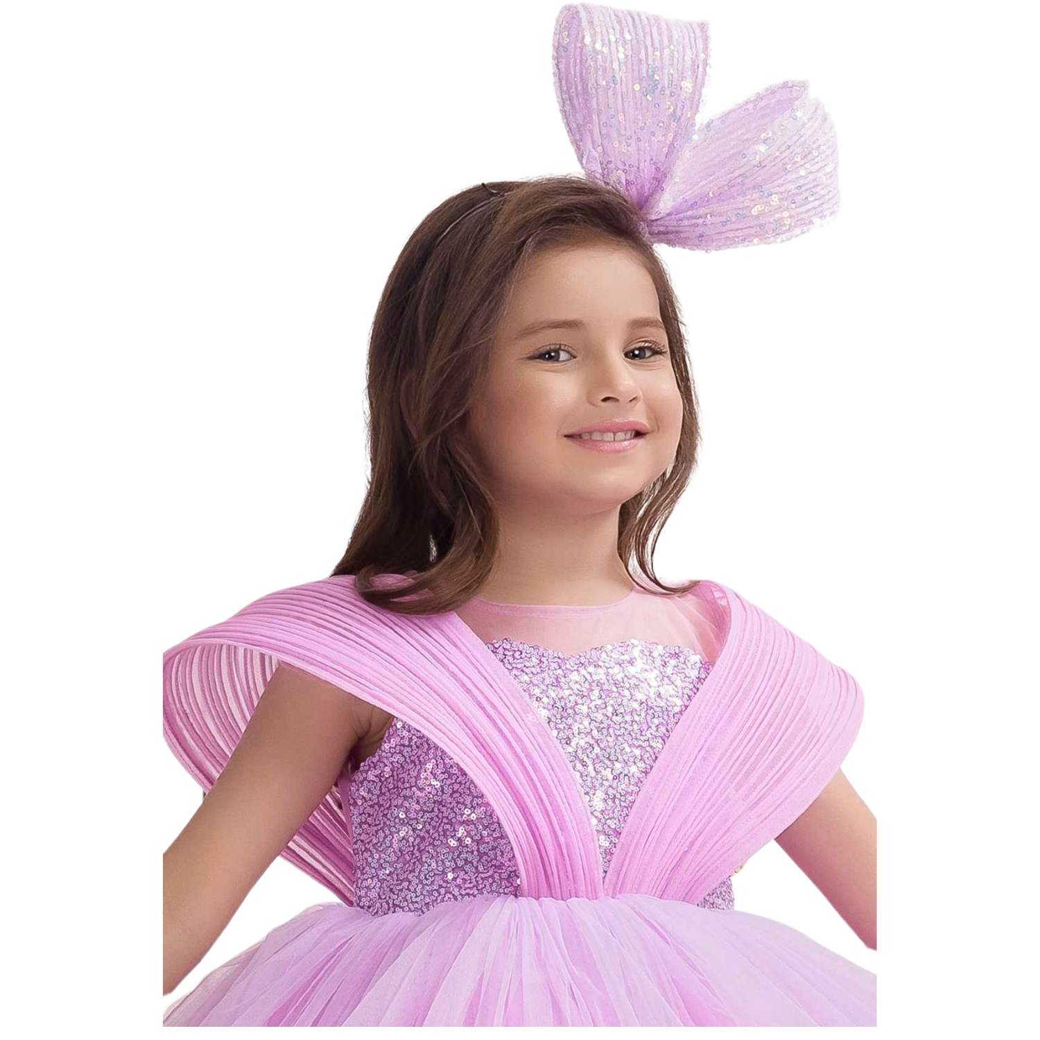 Smile Baby Lavender Ruffle Party Frock with Sparkle Sequins Embellishment for Girls (1–7 Years)