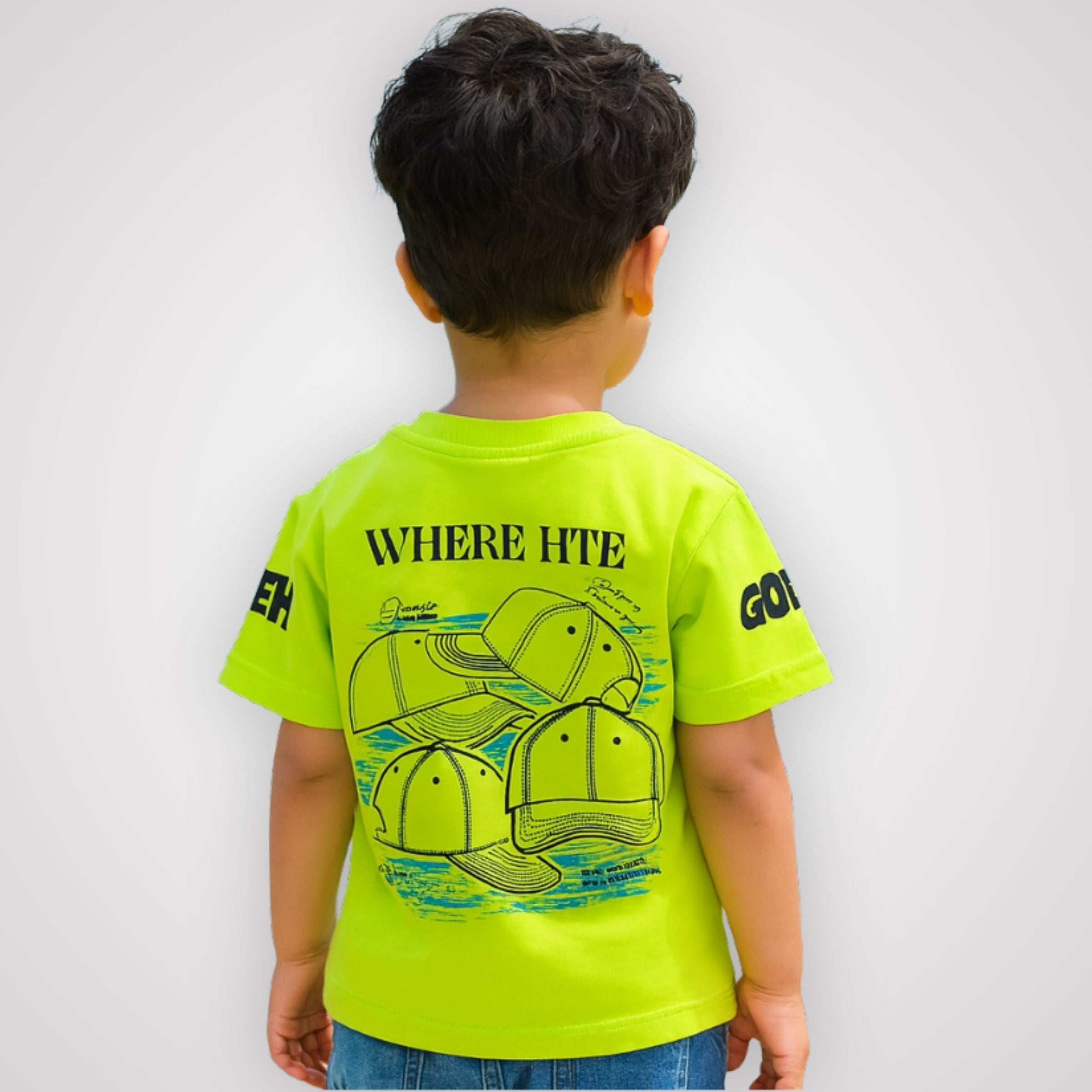 Smile Baby Boys’ Printed Cotton T-Shirt – Fluorescent Green | Age 12 Months to 5 Years