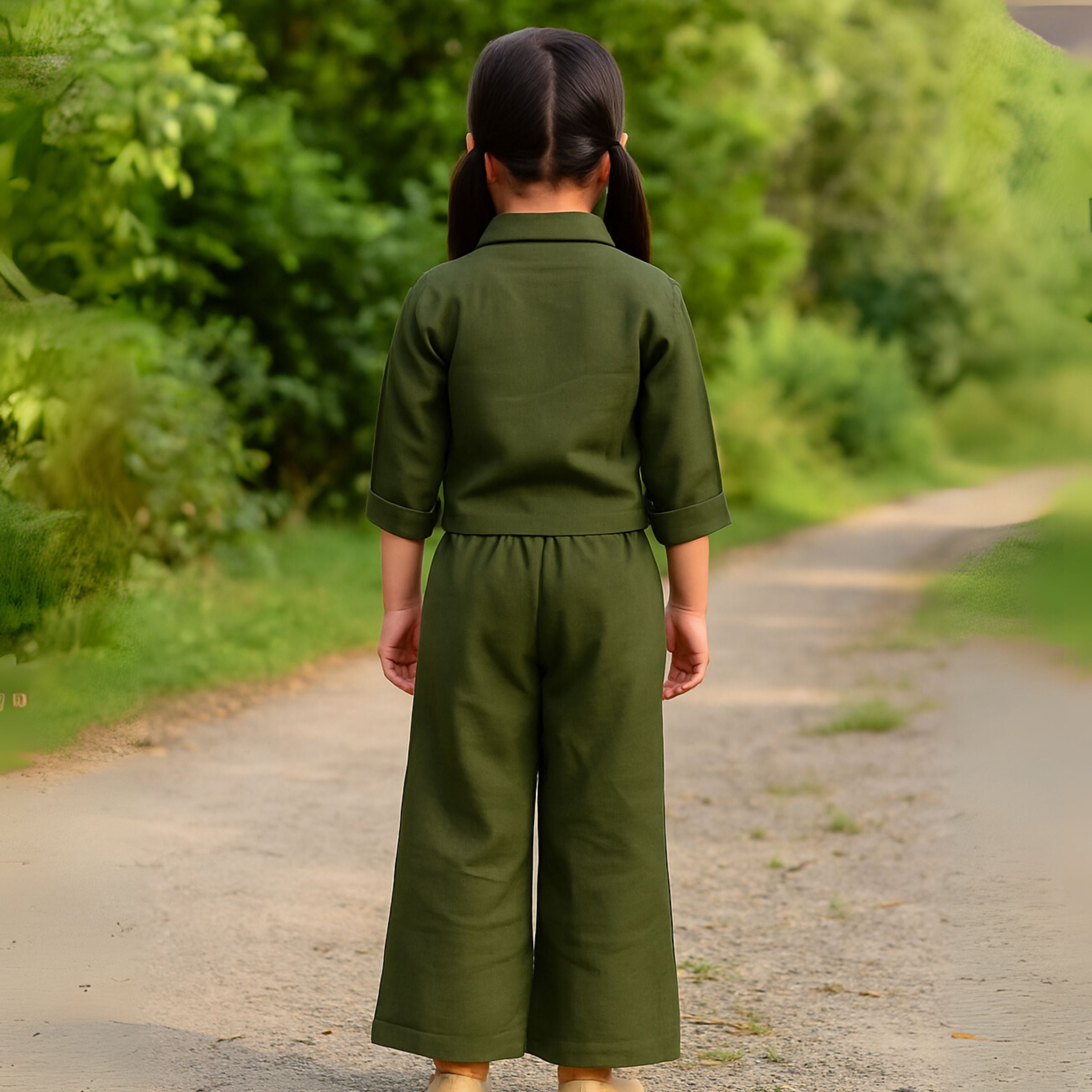 Smile Baby Green Floral Embroidered Co-Ord Set for Girls | Age 4–12 Years