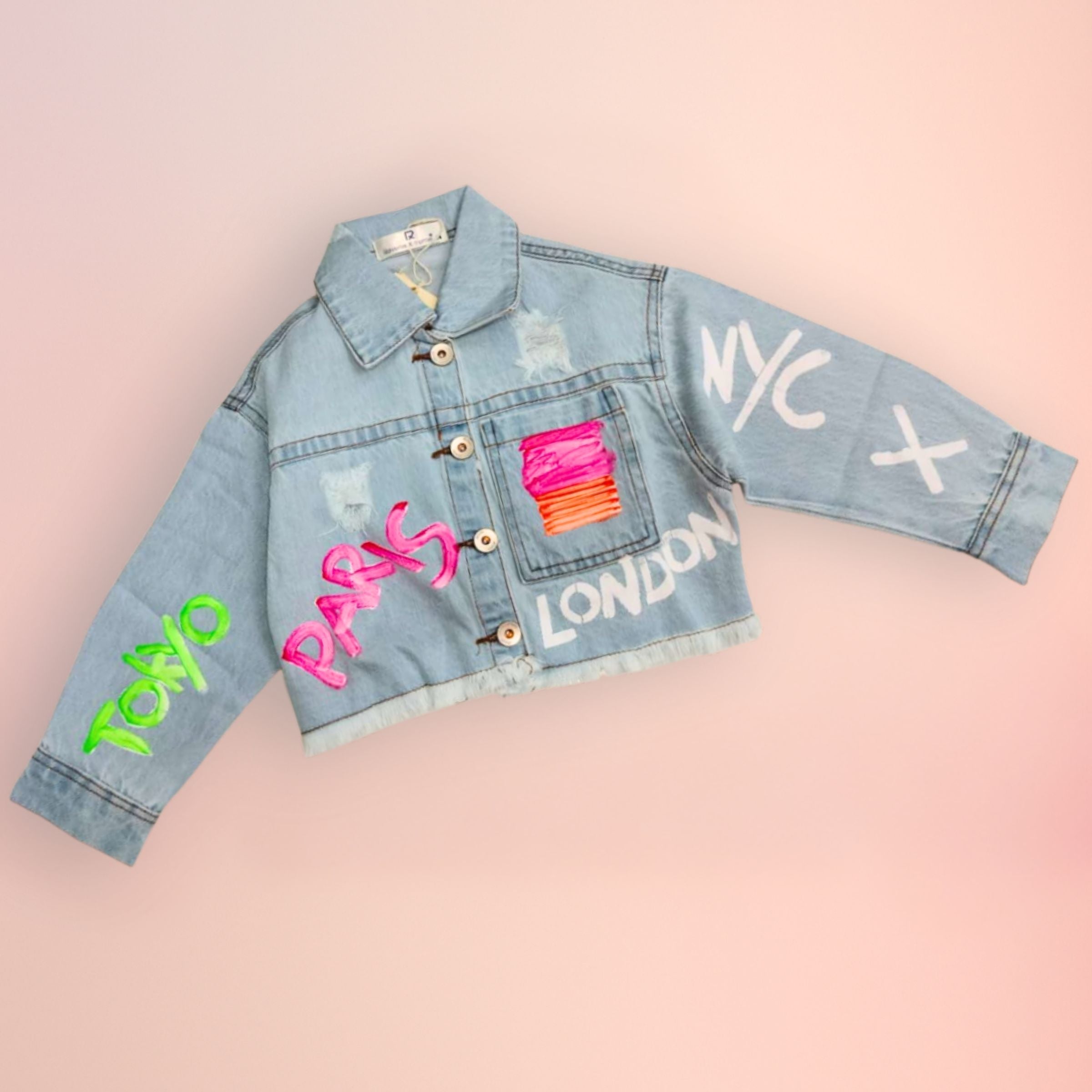 Reverse X-Treme girls’ Cropped Denim Jacket – D. Denim & L. Denim (Age 4–12 Years)