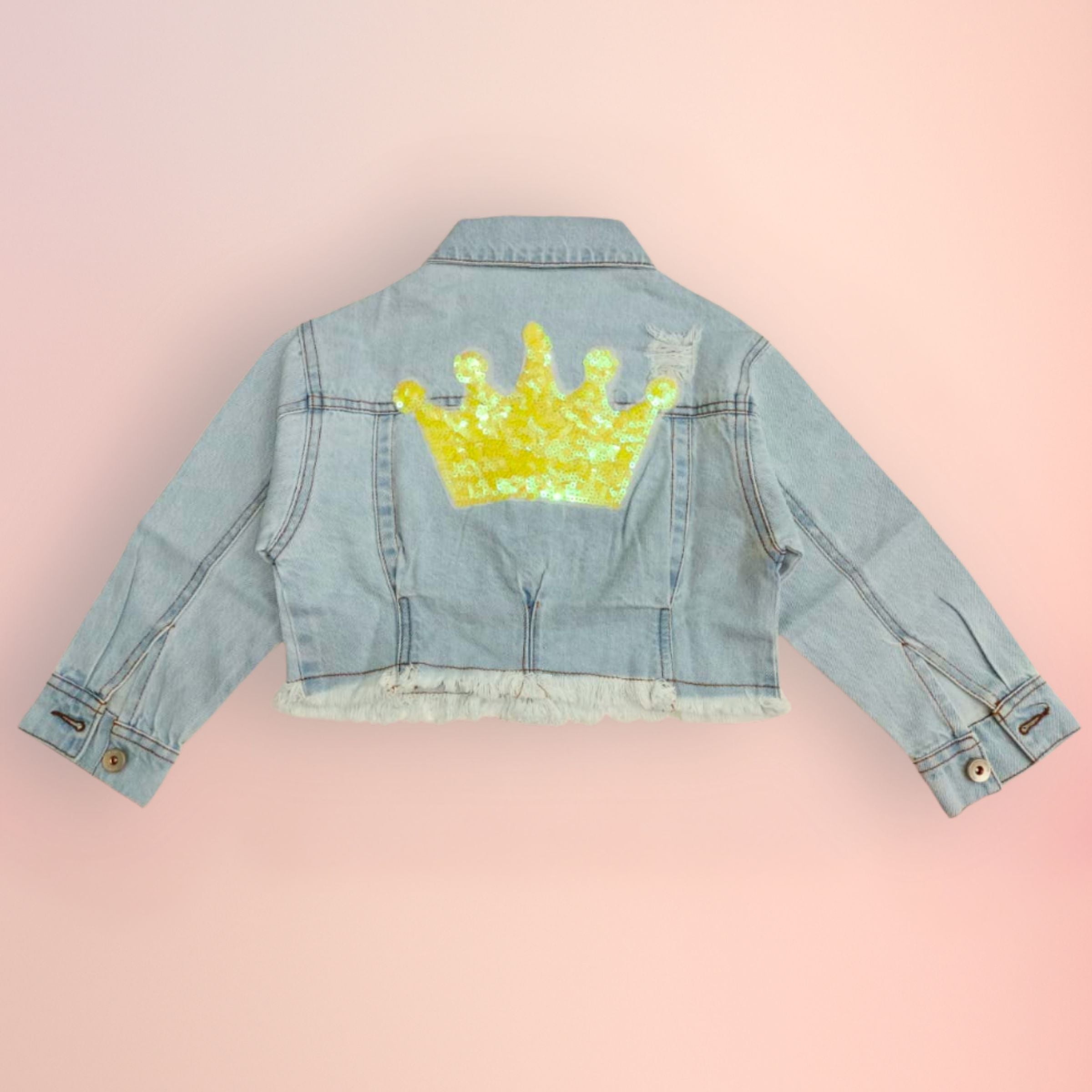 Reverse X-Treme Girls Light Blue Denim Jacket – Powerpuff Girls & Sequin Crown (Age 4–12 Years)
