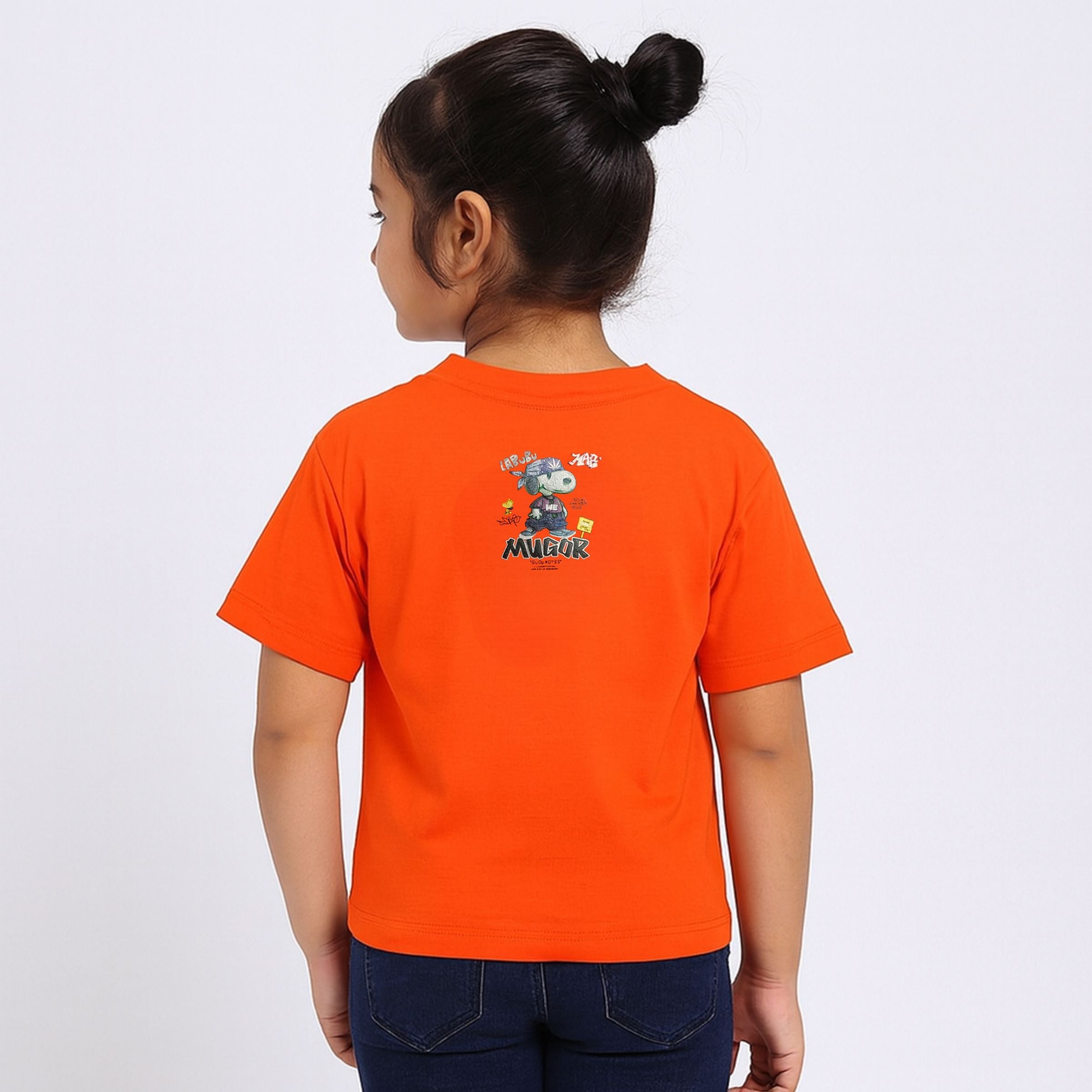 Smile Baby Girls’ Graphic Print T-Shirt – Orange & Hot Pink – Age 4 to 14Years