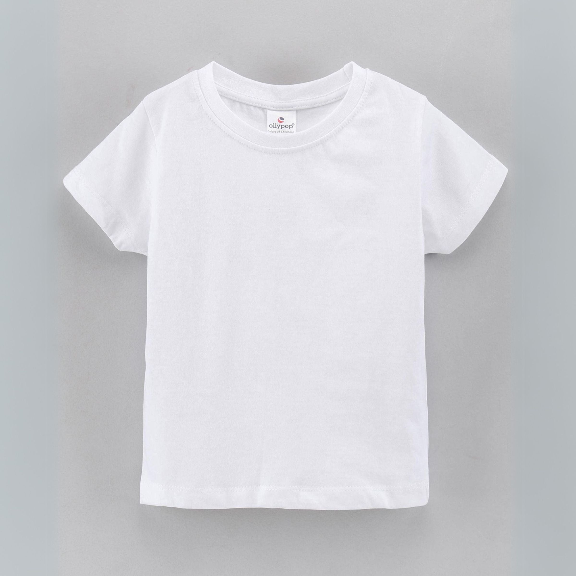 Ollypop Sinker Knit Half Sleeves Solid Color T-Shirt | 100% cotton fabric | round neck and plain boys t-shirt   - White color