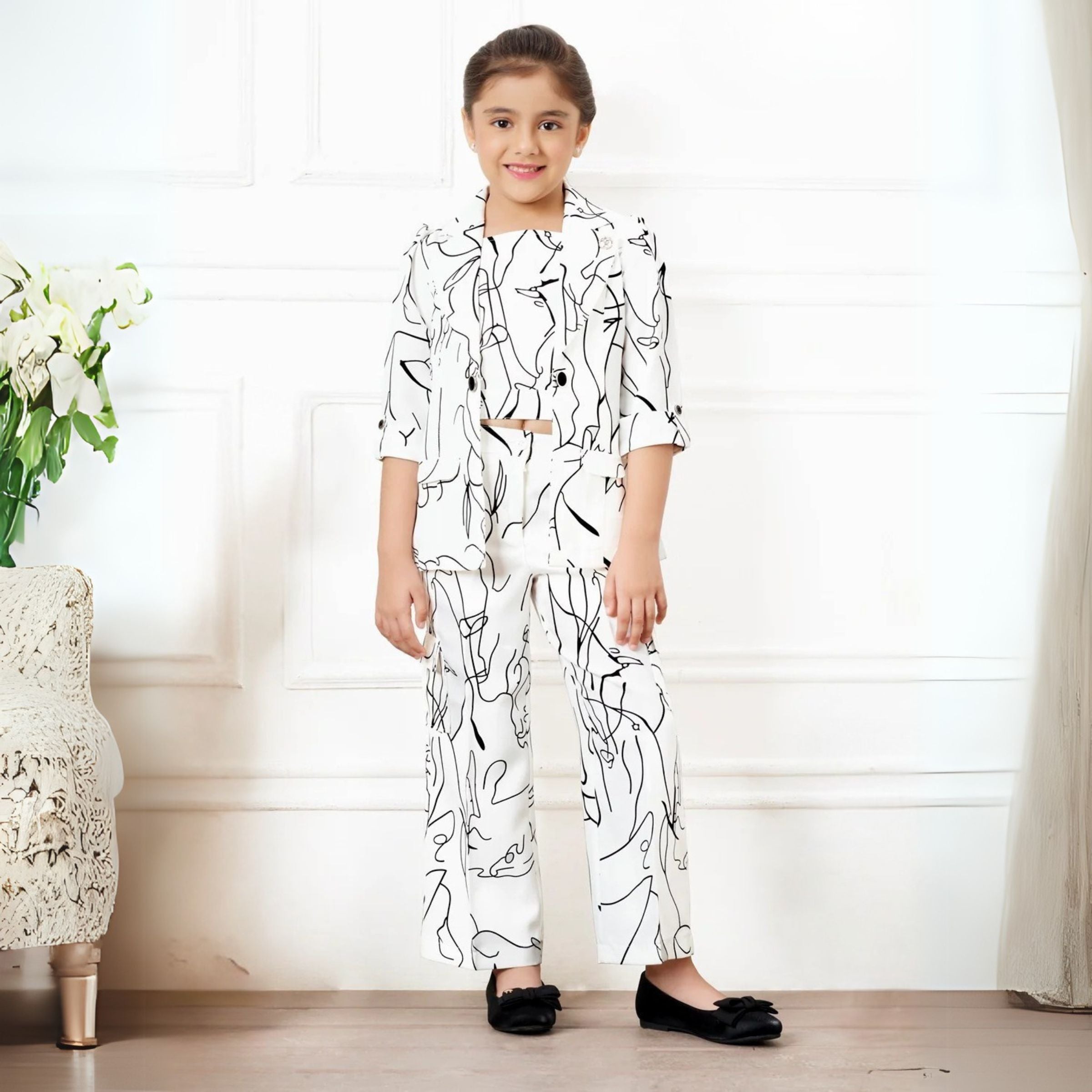 Tiny Baby Girls White 3pec Colored Pant Set