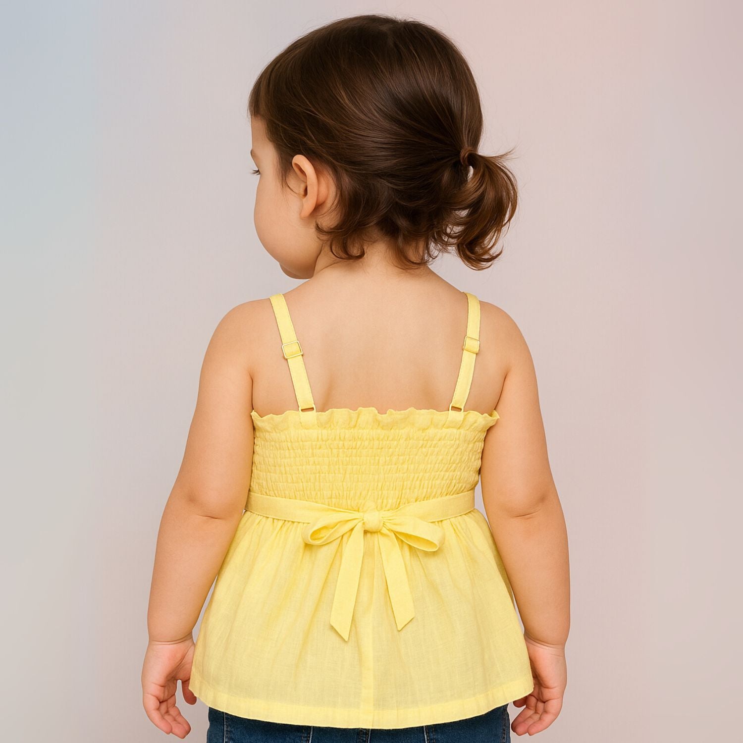 Reverse X-Treme Baby Girl Dress with Sparkling Rhinestone Belt – White & Yellow